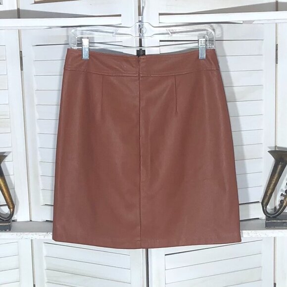 Loft Vegan Leather Mini Skirt Maroon Size 2 - Picture 2 of 9